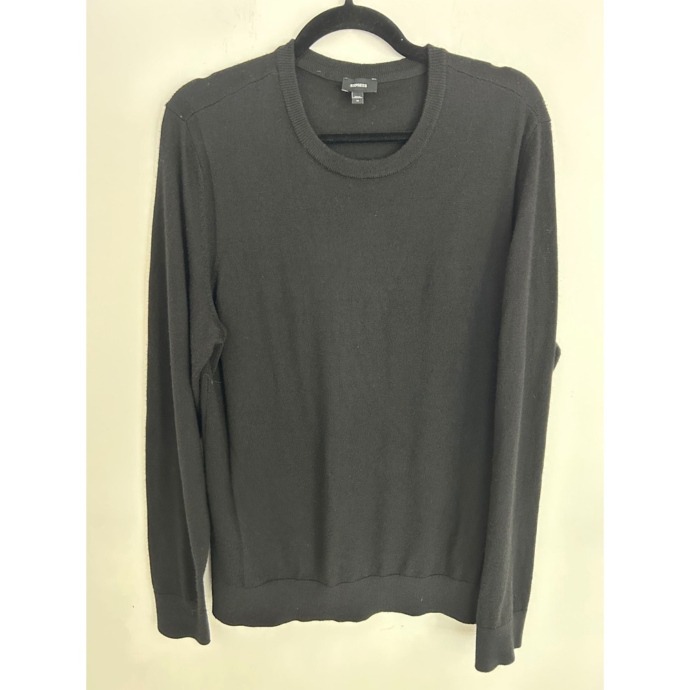 Express Mens Crewneck Sweater Black Wool Blend Long Sleeve Knit Size M
